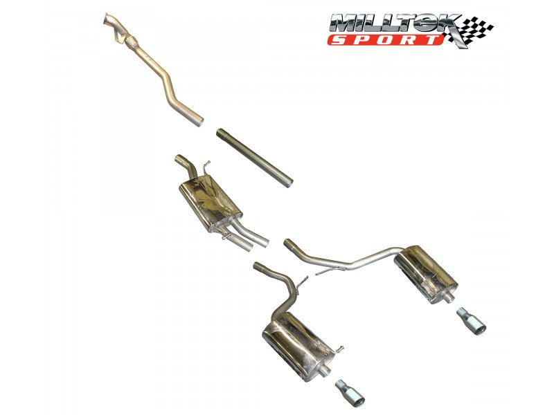 Milltek Cat Back Exhaust with 100mm Polished Tips - A4 1.8T B6 2WD - 5 speed
