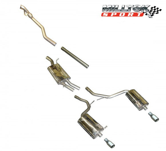 Milltek Sport Downpipe Back Exhaust - Dual 90mm GT Tips - Audi A4 1.8T B6 2WD 5 Speed Manual
