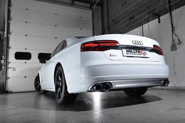 MILLTEK CAT-BACK AUDI S8 2013 2020 RESONATED (QUIETER). TITANIUM TIPS