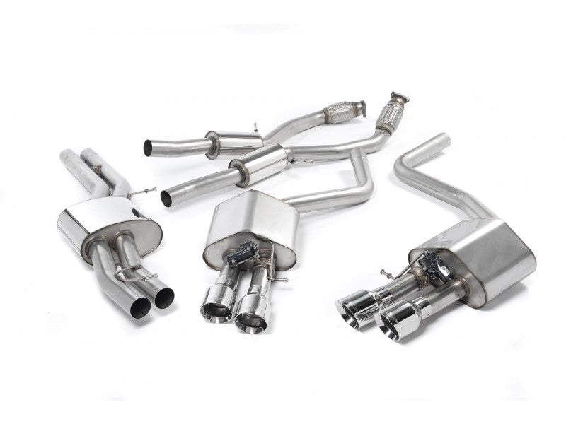 MILLTEK CAT-BACK AUDI S8 2013 2020 NON-RESONATED (LOUDER). POLISHED TIPS