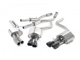 MILLTEK CAT-BACK AUDI S8 2013 2020 NON-RESONATED (LOUDER). CERAKOTE BLACK TIPS