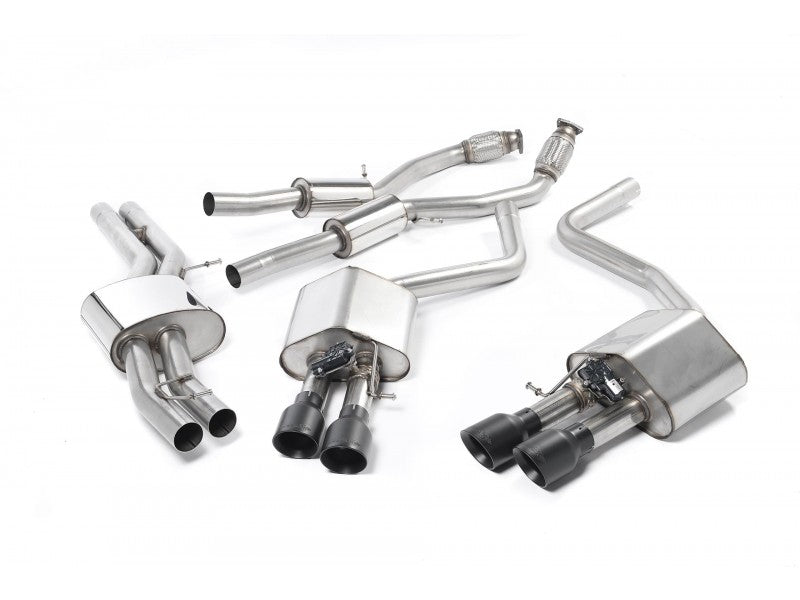 MILLTEK CAT-BACK AUDI S8 2013 2020 NON-RESONATED (LOUDER). CERAKOTE BLACK TIPS