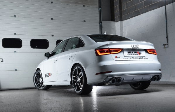 MILLTEK CAT-BACK AUDI S3 2013 2020 RESONATED (QUIETER). QUAD ROUND POLISHED TIPS - 0