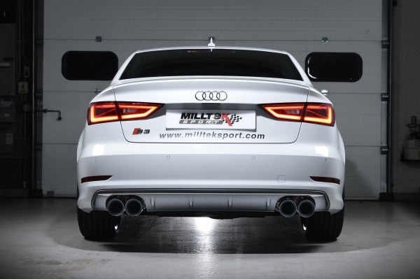 MILLTEK CAT-BACK AUDI S3 2013 2020 RESONATED (QUIETER). QUAD ROUND TITANIUM TIPS