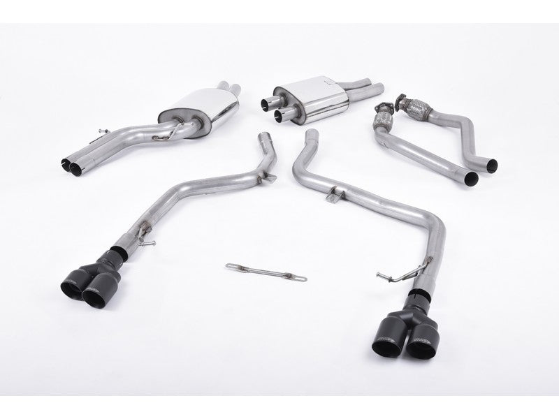MILLTEK CAT-BACK AUDI S4 2009 2012 RACE VERSION. QUAD CERAKOTE BLACK TIPS