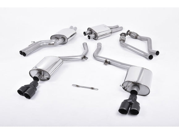 MILLTEK CAT-BACK AUDI S5 2009 2011 EC-APPROVED. QUAD CERAKOTE BLACK TIPS