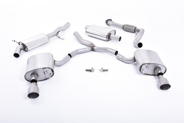 MILLTEK CAT-BACK AUDI A4 2016 2020 RESONATED (QUIETER) WITH DUAL GT-100 TITANIUM