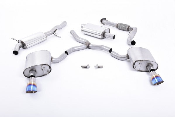 MILLTEK CAT-BACK AUDI A4 2016 2020 RESONATED (QUIETER) WITH DUAL GT-100 BURNT TI