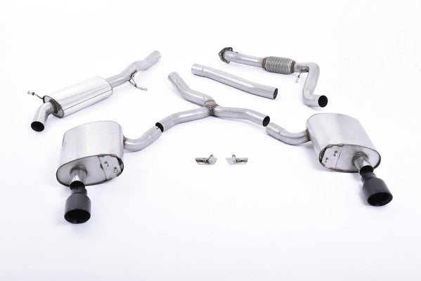 MILLTEK CAT-BACK AUDI A4 2016 2020 ROAD+ PART RESONATED WITH DUAL GT-100 CERAKOT