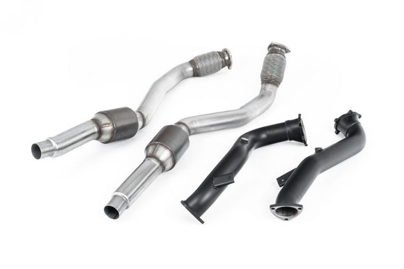 MILLTEK LARGE BORE DOWNPIPES AND HI-FLOW SPORTS CATS AUDI RS6 2013 2020 LARGER-B