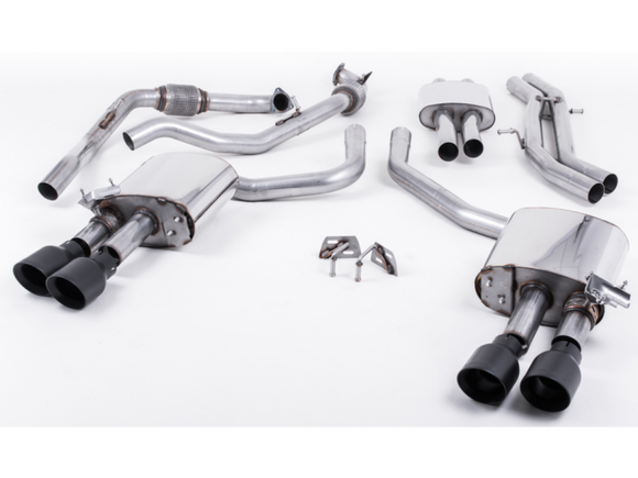 MILLTEK CAT-BACK AUDI S4 2016 2020 CAT BACK RESONATED WITH QUAD GT-100 CERAKOTE