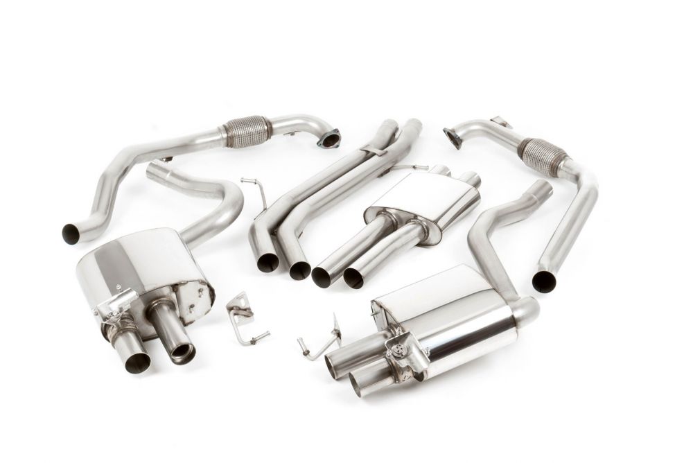 MILLTEK CAT-BACK AUDI S4 2016 2020 CAT BACK RESONATED WITH QUAD GT-100 TITANIUM