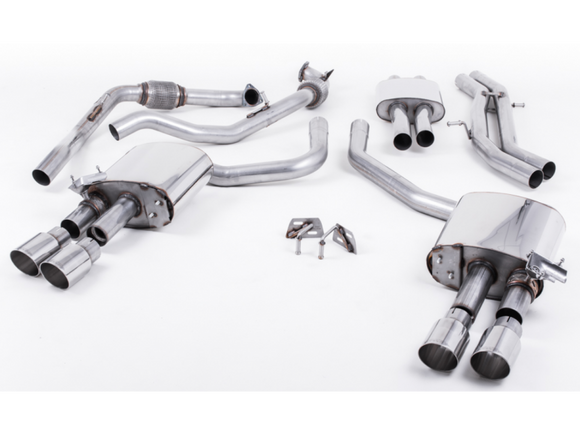 MILLTEK CAT-BACK AUDI S4 2016 2020 CAT BACK RESONATED WITH QUAD GT-90 POLISHED T