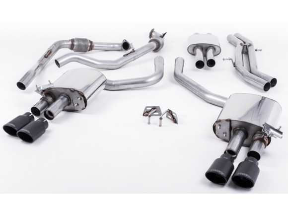 MILLTEK CAT-BACK AUDI S4 2016 2020 CAT BACK RESONATED WITH QUAD CERAKOTE BLACK O