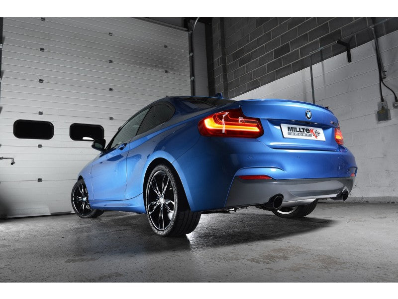 MILLTEK CAT-BACK BMW 2 SERIES 2014 2020 RACE SYSTEM. CERAKOTE BLACK TIPS
