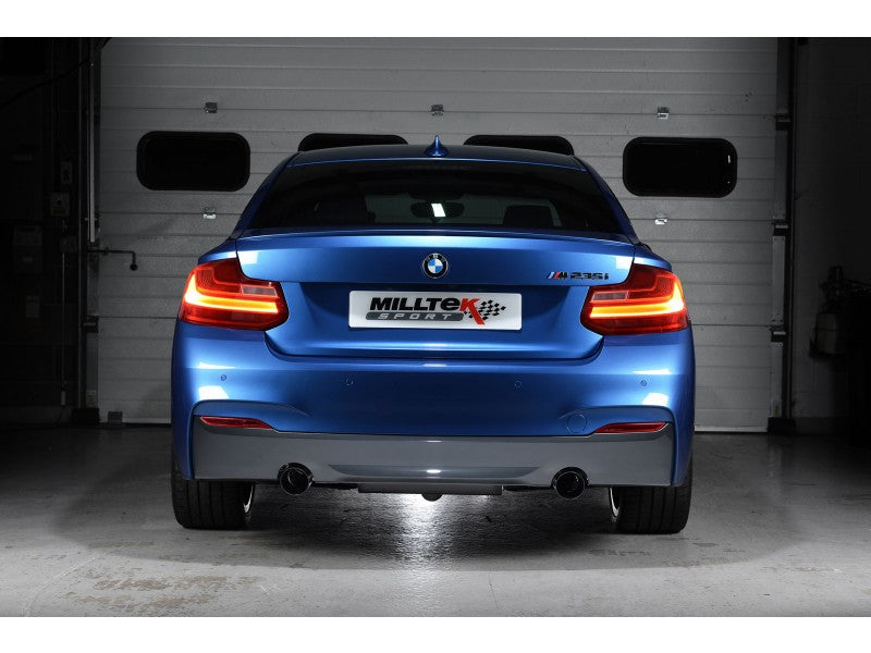 MILLTEK CAT-BACK BMW 2 SERIES 2014 2020 RACE SYSTEM. CERAKOTE BLACK TIPS