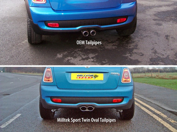 MILLTEK CAT-BACK NEW MINI MK2 2006 2014 NON-RESONATED (LOUDER). TWIN OVAL TAILPI