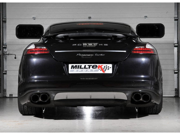 Milltek 2.75" Cup / Non Resonated Cat Back System - Quad 100mm GT Cerakote Black Tips - Panamera Turbo & Turbo S