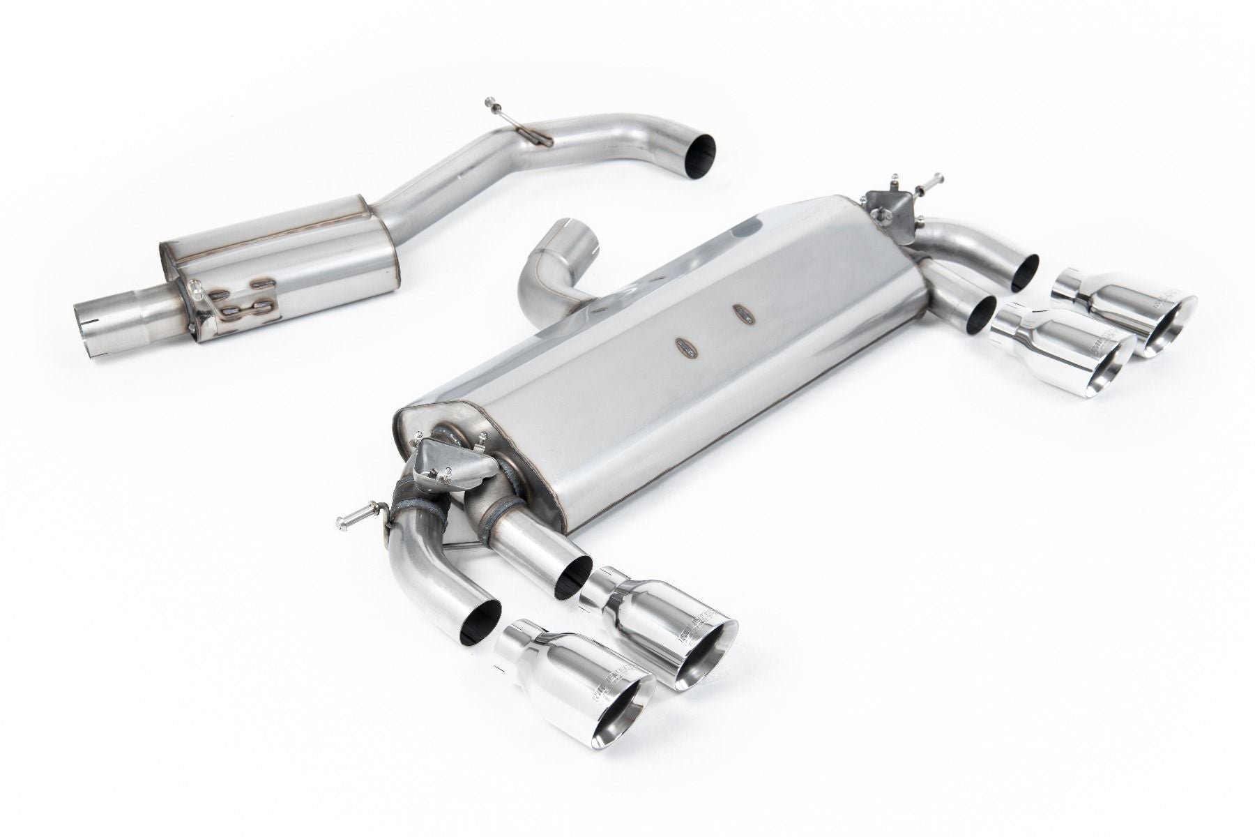 MILLTEK CAT-BACK VOLKSWAGEN GOLF R 2015-2017 RESONATED (QUIETER). POLISHED GT-100