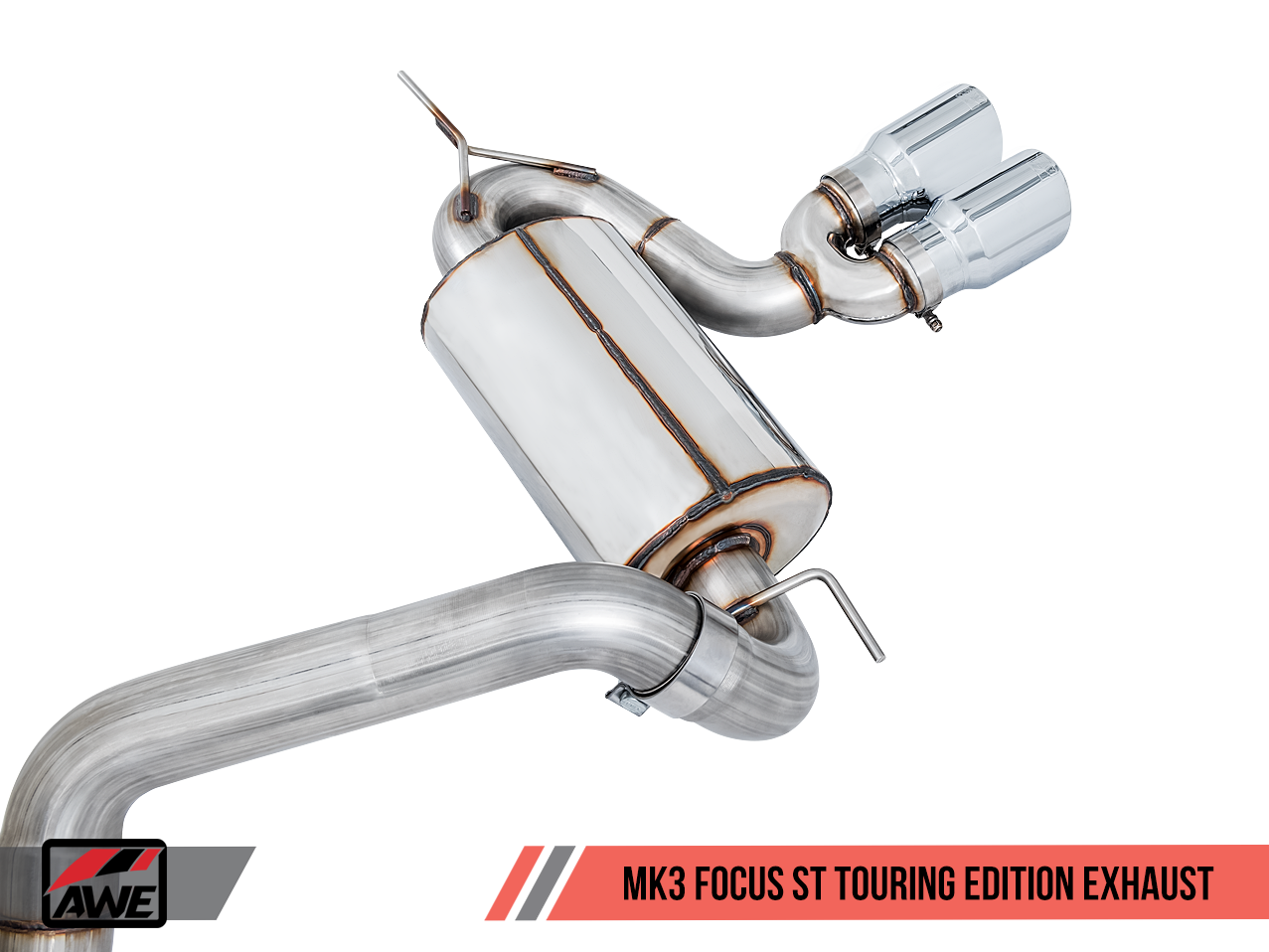 AWE Ford Focus ST Touring Edition Cat-back Exhaust - Non-Resonated - Chrome Silver Tips