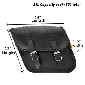 Willie & Max Universal Braided Standard Slant Saddlebags (14 in L x 12 in W x 5.5 H) - Black - 0