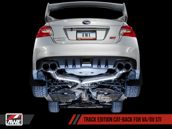 AWE Track Edition Exhaust for VA / GV WRX / STI Sedan - Diamond Black Quad Tips (102mm)