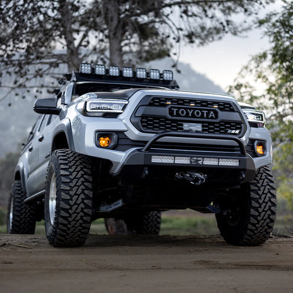 Cali Raised 16-23 Toyota Tacoma Stealth Bumper - Bull Bar / 32In Led Bar Combo W/ Small Switch