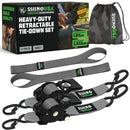 Rhino USA Retractable Ratchet Straps (2Pk 2Inx10Ft) (Gray)-1