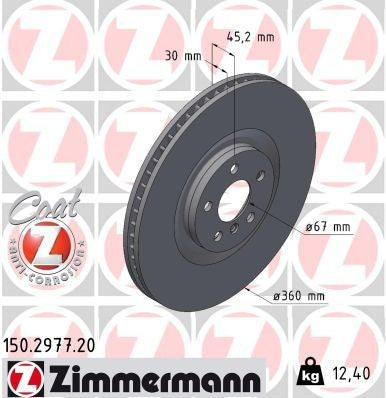 BMW Disc Brake Rotor - Zimmermann Z Coat 150297720