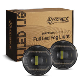 AlphaRex Universal Acura/Ford/Honda/Subaru/Nissan DoubleTap Dual Color LED Proj Fog Lights - Wt/Ambr