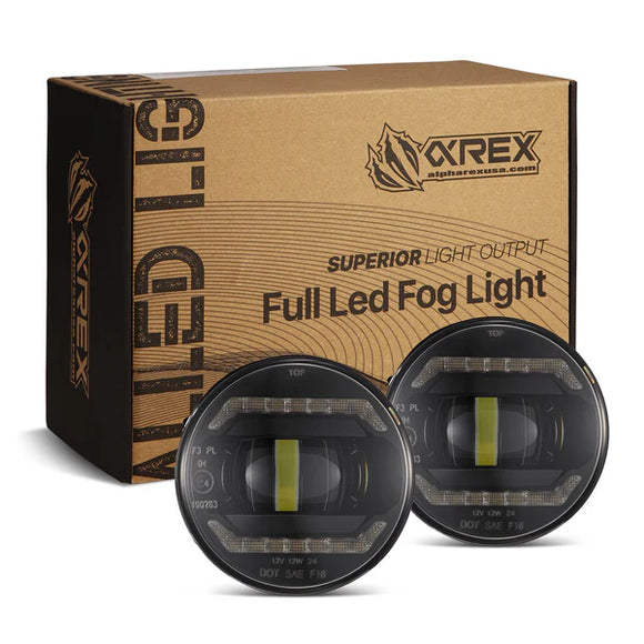 AlphaRex Universal Acura/Ford/Honda/Subaru/Nissan DoubleTap Dual Color LED Proj Fog Lights - Wt/Ambr