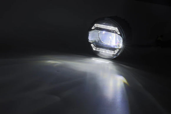 AlphaRex Universal Acura/Ford/Honda/Subaru/Nissan DoubleTap Dual Color LED Proj Fog Lights - Wt/Ambr