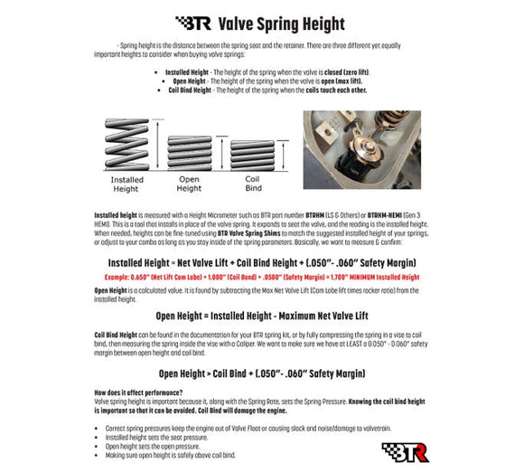 .660" Lift BTR Gen V LT1 Spring Kit; Titanium Ret.. .505" ID .045" Thick Loc.. B