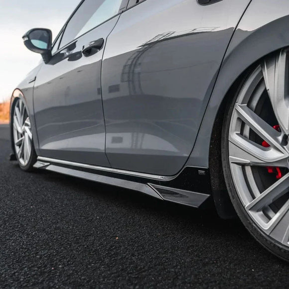 Zaero Design VW Golf Mk8 & Mk8.5 EVO-1 Gloss Black Side Skirts | ZA-GOLF-8-SW