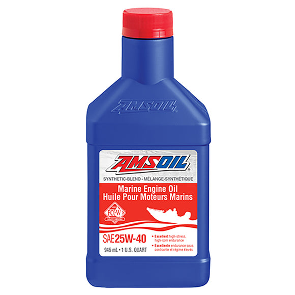 AMSOIL 25W-40 Synthetic-Blend Marine Engine Oil 946 ml Bottle