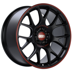 BBS CH-R Nurburgring Edition 19x8.5 5x112 ET48 Satin Black/Red Lip Wheel - 82mm PFS/Clip Req.