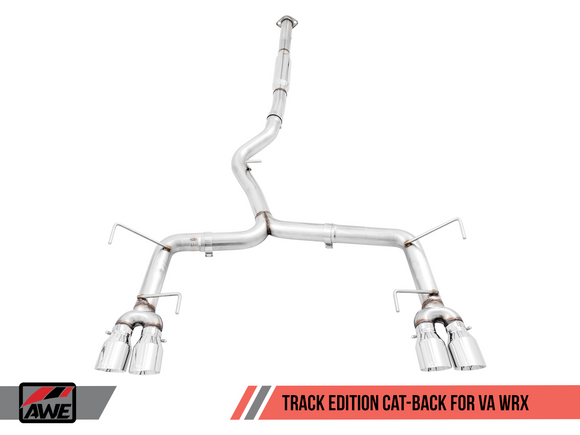 AWE Track Edition Exhaust for VA / GV WRX / STI Sedan - Chrome Silver Quad Tips (102mm)