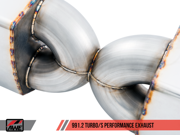 AWE Performance Exhaust and High-Flow Cat Sections for Porsche 991.1 / 991.2 Turbo - Diamond Black RSR Tips