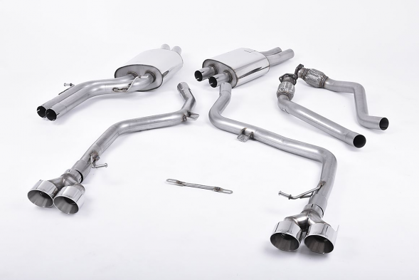 MILLTEK CAT-BACK AUDI S4 2012 2016 RACE VERSION. QUAD OUTLET POLISHED TIPS