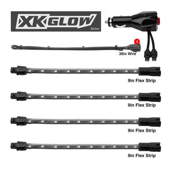 XK Glow Single Color XKGLOW UnderglowLED Accent Light Car/Truck Kit Red - 4x8In - 0