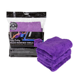 Happy Ending Ultra Plush Edgeless Microfiber Towel, Purple 16" x 16" (3 Pack) (Comes in Case of 16 Units)
