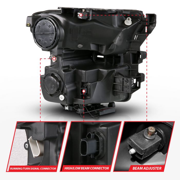 ANZOUSA BLACK HOUSING LED HEADLIGHTS: 2015–2017 FORD F-150 - 0