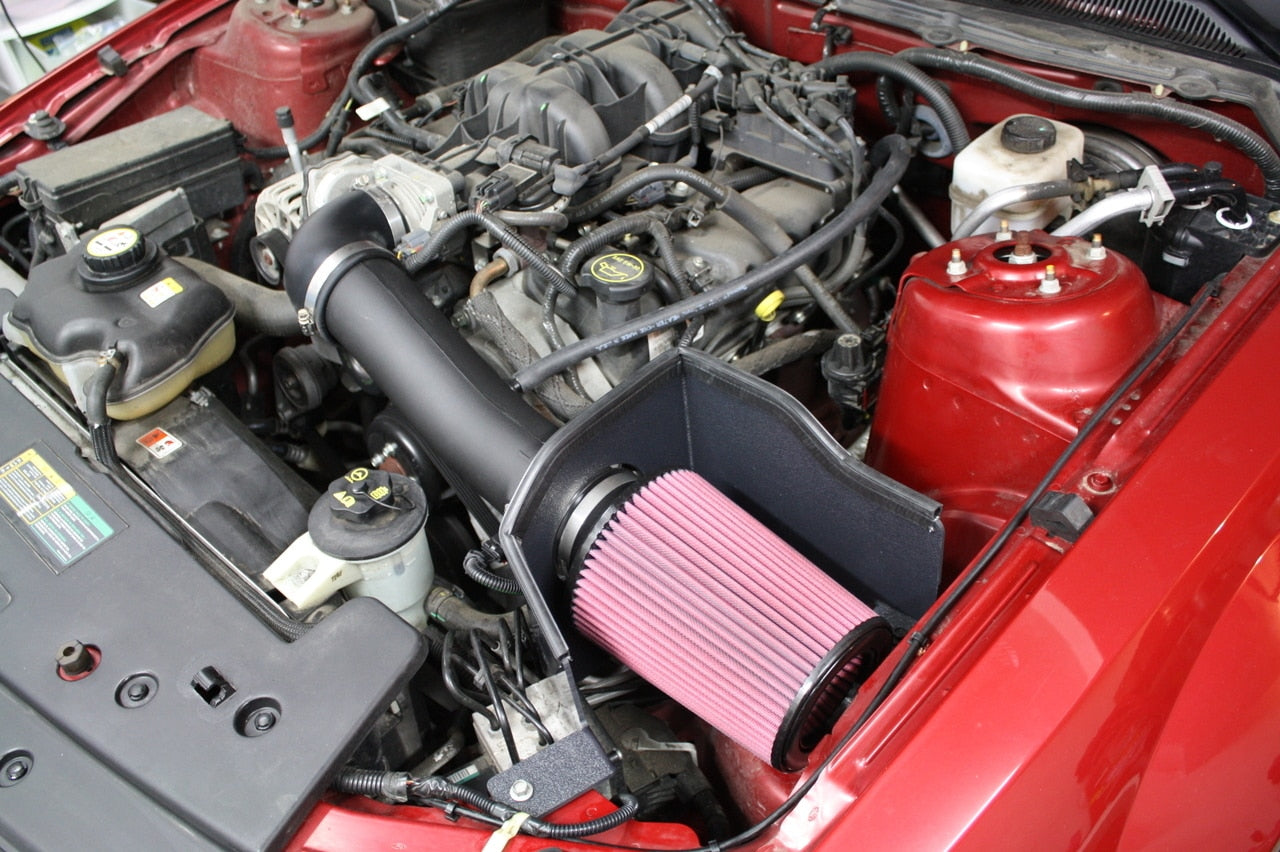 JLT 2010 Ford Mustang V6 Series 2 Black Textured Cold Air Intake Kit w/Red Filter - Tune Req - 0