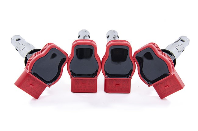 OEM Ignition Coil Packs (FSI/TSI) Set of 4 (RED) For VW / Audi