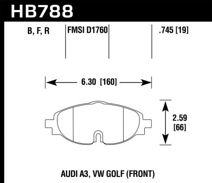 Front | Hawk 5.0 Brake Pads - Mk7 Golf | GTi | Audi A3 | TT (312 | 288mm) - 0