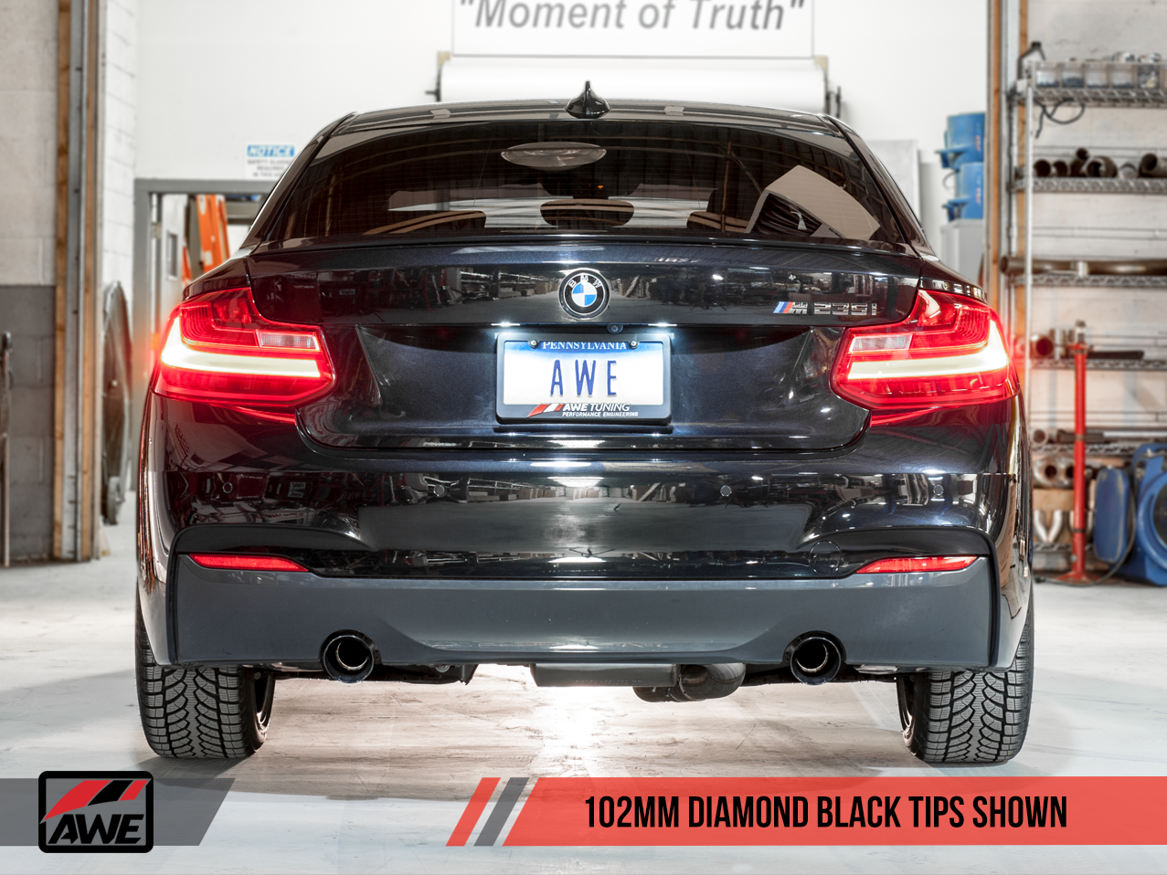 AWE Touring Edition Axle-back Exhaust for BMW F22 M235i / M240i - Diamond Black Tips (102mm)