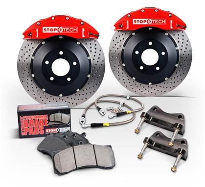 StopTech 07-10 BMW X5 3.0si/11--12 X6 xDrive35i Frt BBK w/Red ST-60 Calipers 380x32mm Drilled Rotor