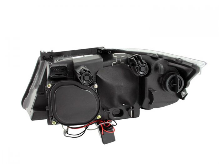 ANZO 2006-2008 BMW 3 Series E90-E91 Projector Headlights w/ Halo w/ LED Bar Black (CCFL) - 0