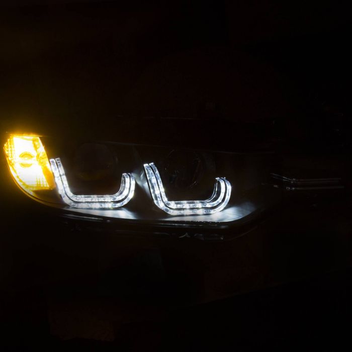 ANZO 2012-2015 BMW 3 Series Projector Headlights w/ U-Bar Black - 0