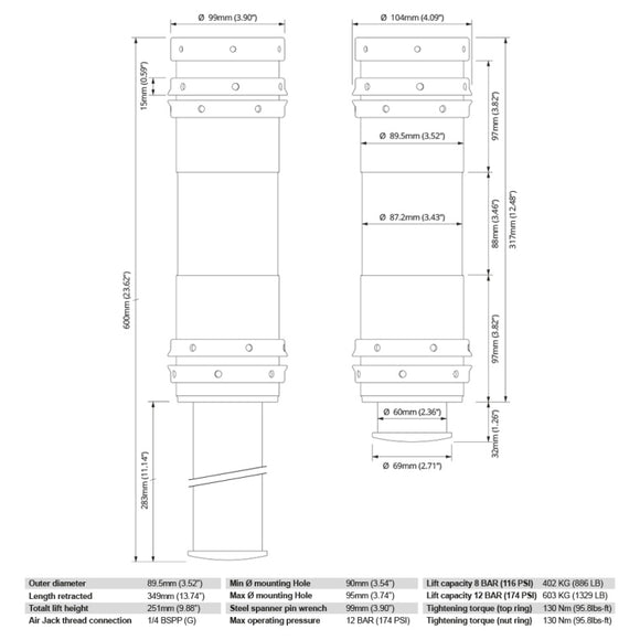 NUKE AIR JACK 90 COMPETITION COMPLETE SET 3PC. 8BAR